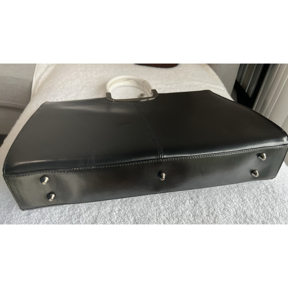 Daniela Moda Black / white Leather Handbag Dual Handles Tote Shoulder Strap NWT - Picture 3 of 16